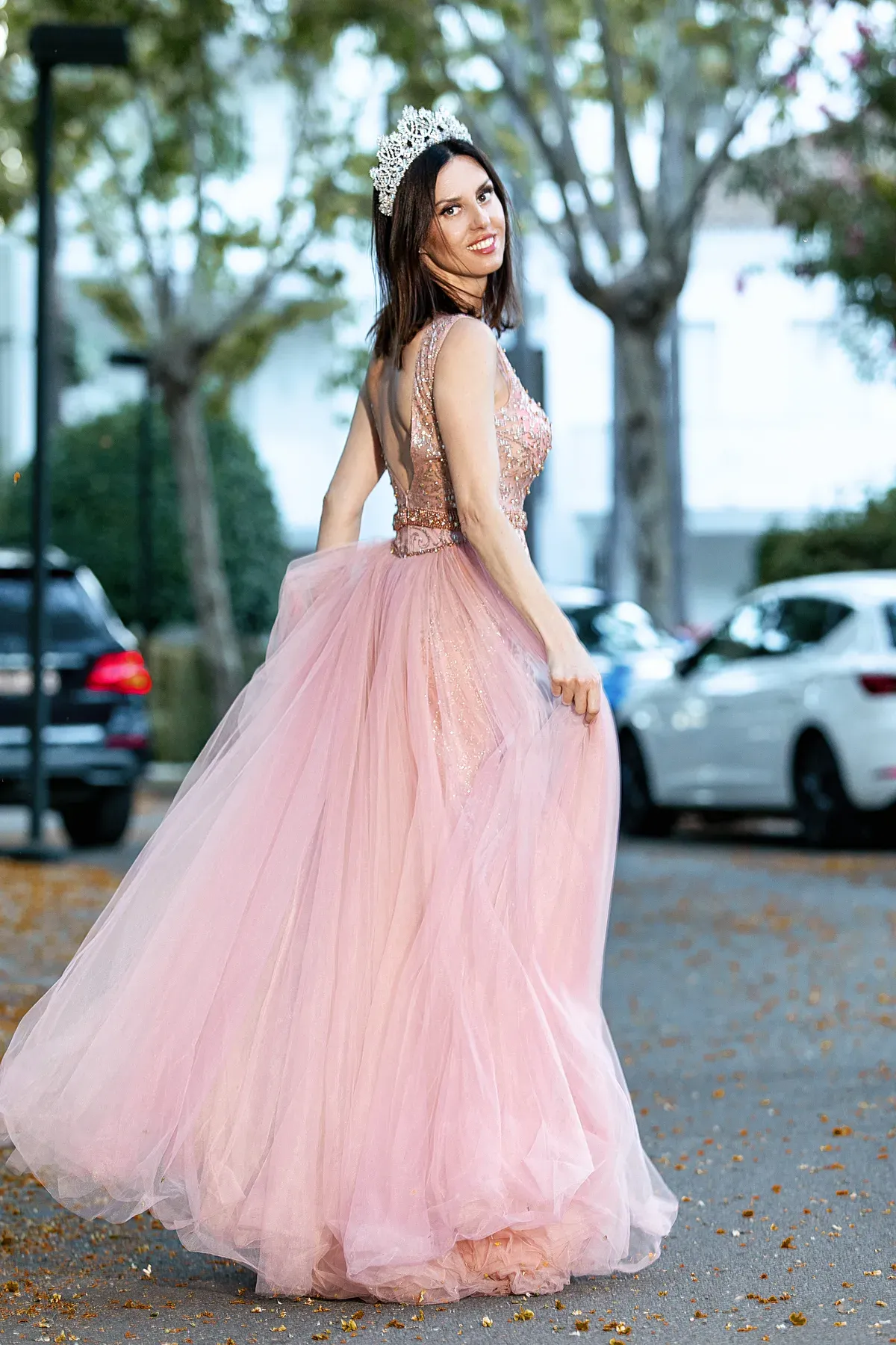 Iryna Malpa wearing a crown and gown as a beauty-pageant titleholder.