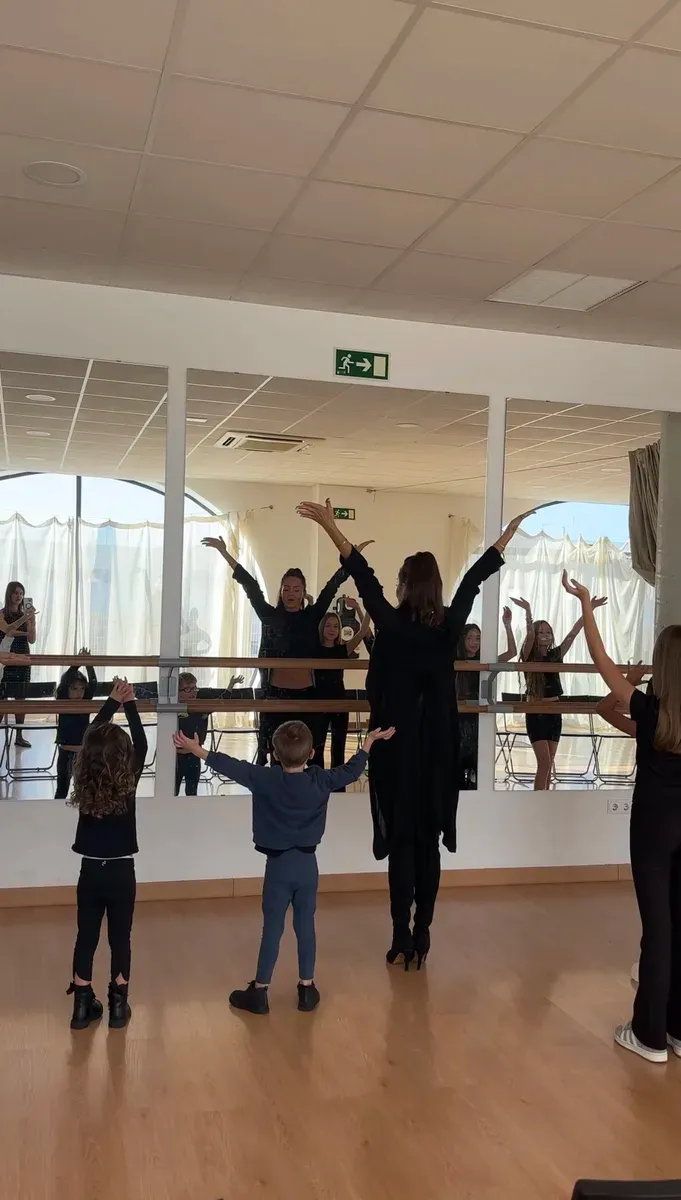 Students taking part in a confidence and movement exercise in class.